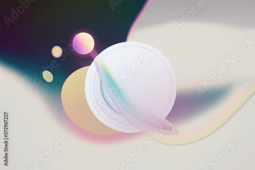 Abstract Space Illustration, White Planet, Generative Art
