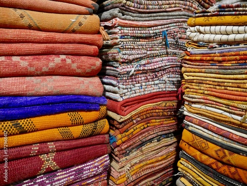 Wallpaper Mural Pile of colorful Berber Carpets in Marrakech, Morocco. Torontodigital.ca