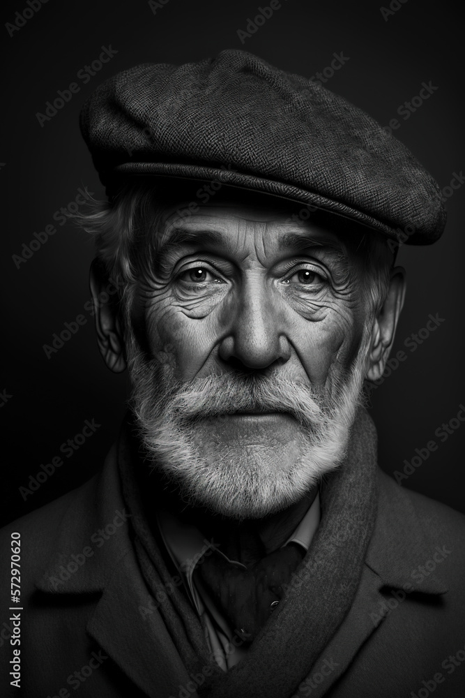 Portrait of a older white male, created with generative A.I. technology