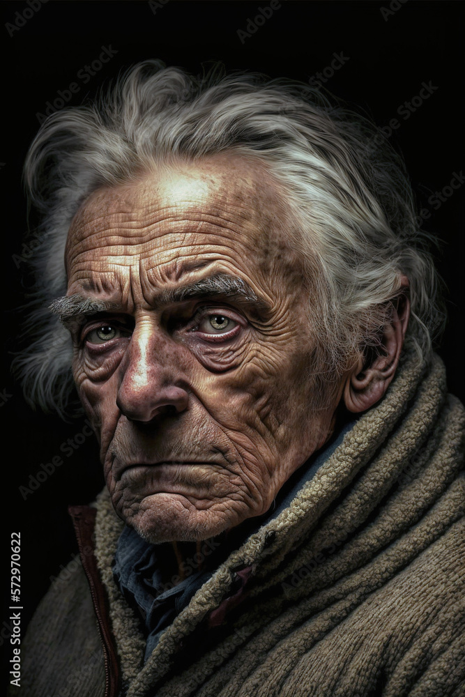 Portrait of a weak looking old man, created with generative A.I. technology Portrait of a weak looking old man, created with generative A.I. technology