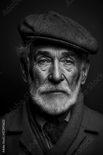 Portrait of a older white male, created with generative A.I. technology