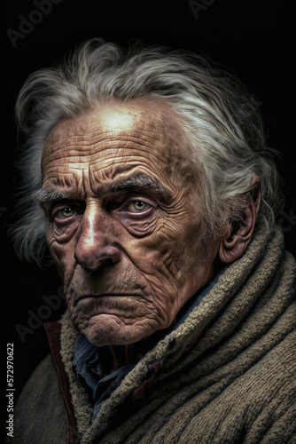 Portrait of a weak looking old man  created with generative A.I. technology