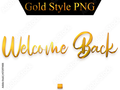 Welcome Back Text in Gold Gradient Alphabetical Transparent PNG Typography 