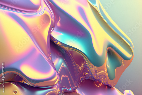 Abstract fluid holographic background. Gradient design. For banners, backgrounds, advertisement, wallpapers, posters, cover. 3D. Generative AI.