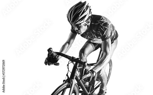 Fototapeta Naklejka Na Ścianę i Meble -  Athlete cyclists in silhouettes on transparent background. Road cyclist.