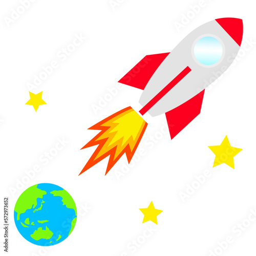 宇宙空間を飛ぶスペースシャトル。
宇宙旅行のコンセプト。