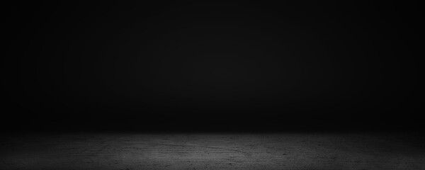 Empty black room studio used for background and display your product