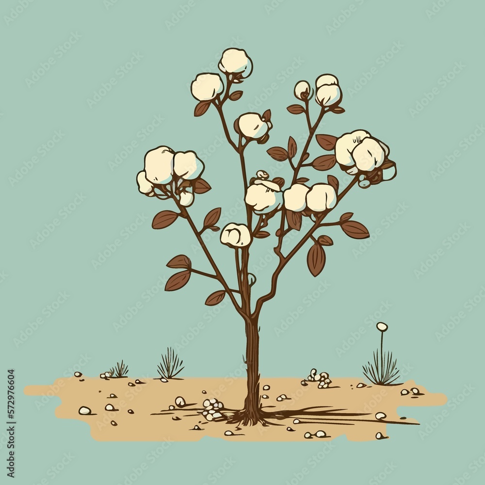 Cotton cultivation in agricultural production farm created with