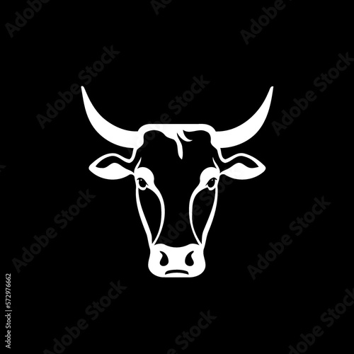 Minimalist lineart style symbol with cow animal head created with Generative AI technology