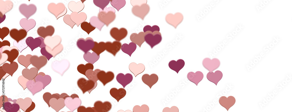 Falling love heart confetti 3d illustration