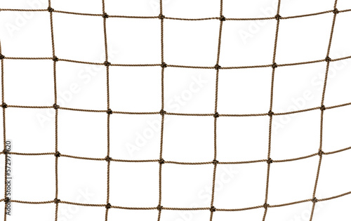 Texture or background from a football, tennis net with holes on a white background. Rope isolate