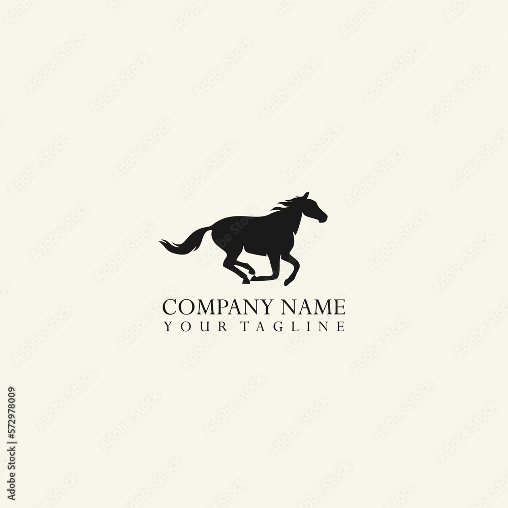 Horse silhouette logo running gracefully. Isolated vector image in simple style.