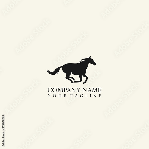 Horse silhouette logo running gracefully. Isolated vector image in simple style.