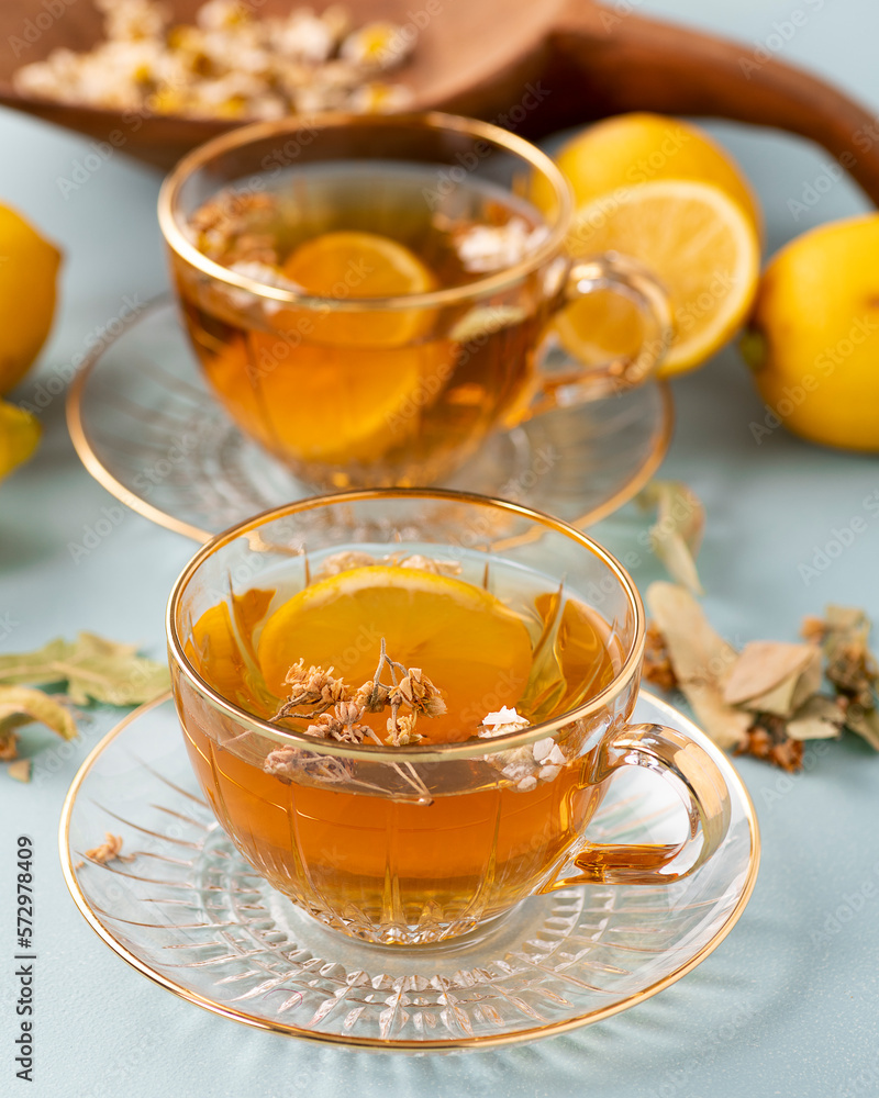 Herbal teas and cookies on a white background Herbal teas and cookies on a white background