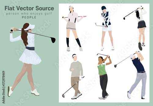 Golfers Flat Vector