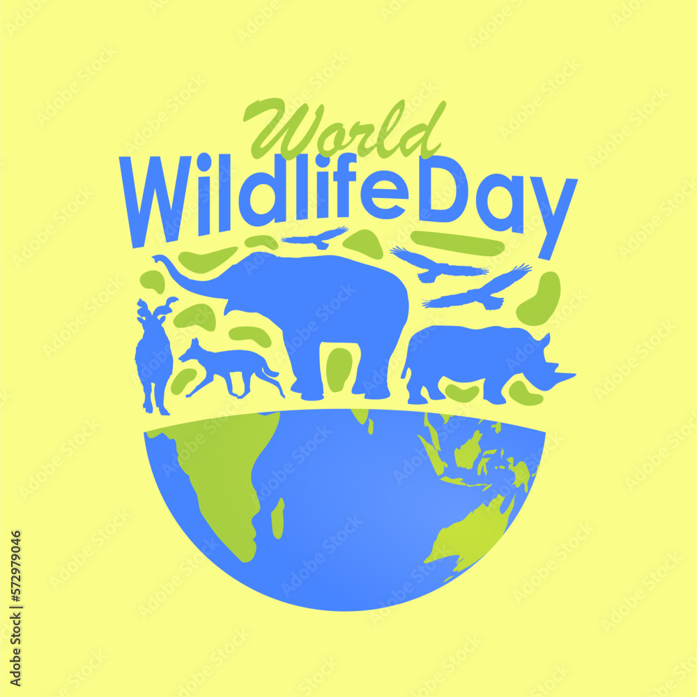 world wildlife day banner template with globe and animals illustration