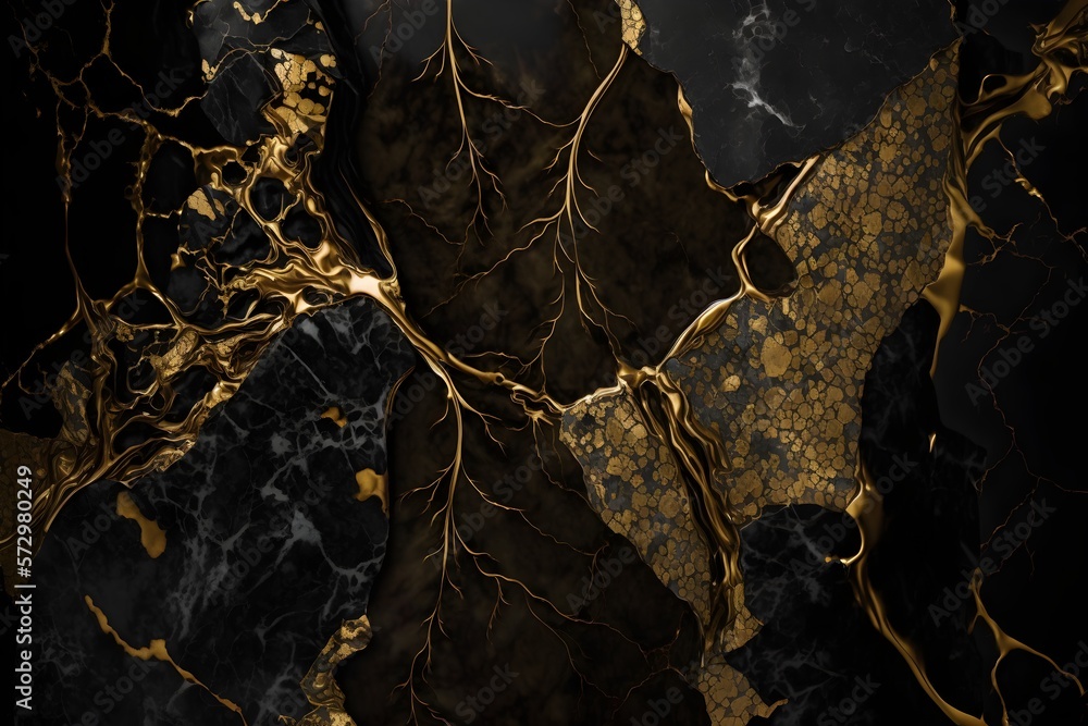 Portoro marble with a black base and gold veins