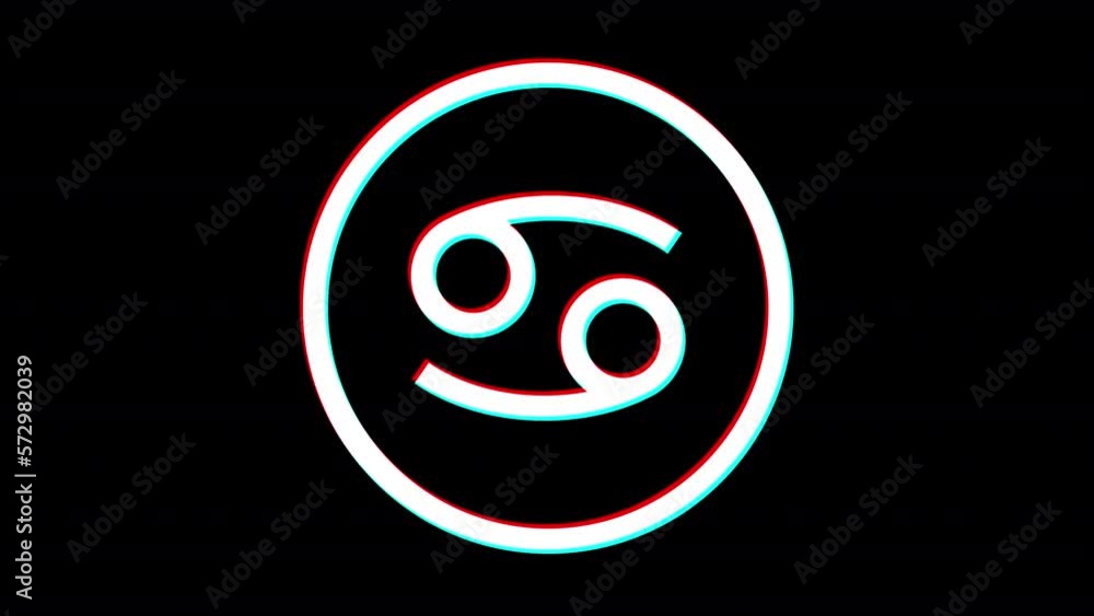 Cancer zodiac sign. Glitch effect. Alpha channel Cancer zodiac sign. Glitch effect. Alpha channel