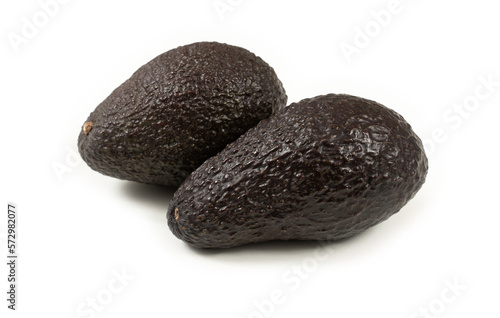 Two ripe Avocados isolated on white background.