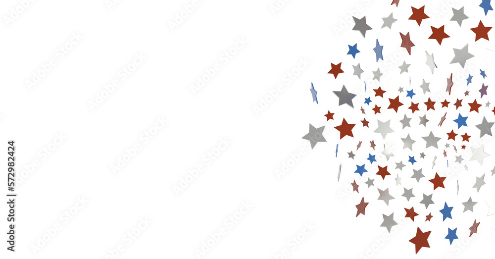 Stars - Festive background with confetti in the shape of stars in the color of the American flag. Stars - Festive background with confetti in the shape of stars in the color of the American flag.