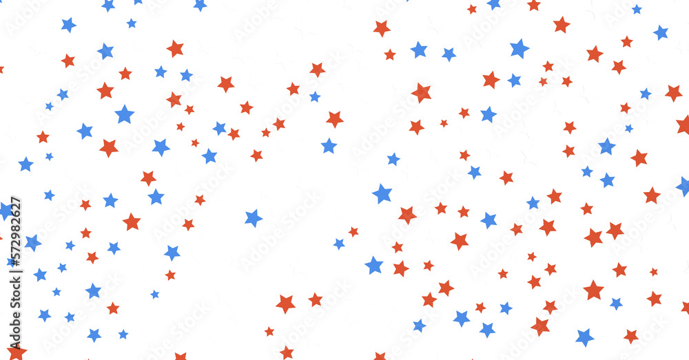  Red Blue White Stars Confetti Overlay