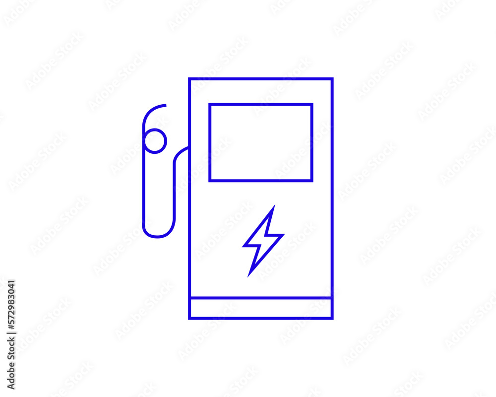 Isolated Concept of charging station in a flat style. Ecology thin line icon. Green Energy editable stroke icon. Vector illustration Isolated Concept of charging station in a flat style. Ecology thin line icon. Green Energy editable stroke icon. Vector illustration