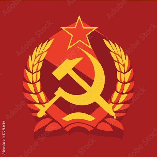 illustration in communist style in red and yellow colors created with Generative AI technology photo