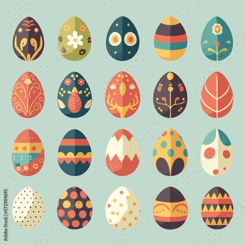 food themed colorful easter eggs collection created with Generative AI technology © ViniSouza128
