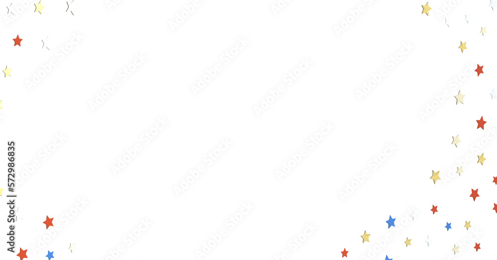 Stars - A blue glitter confetti border with red and blue stars on white Stars - A blue glitter confetti border with red and blue stars on white