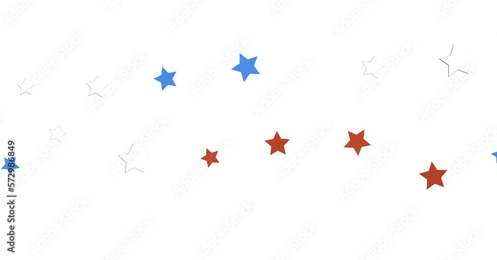 Stars - A blue glitter confetti border with red and blue stars on white Stars - A blue glitter confetti border with red and blue stars on white