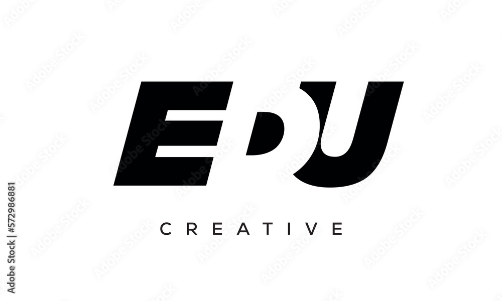 EDU letters negative space logo design. creative typography monogram vector