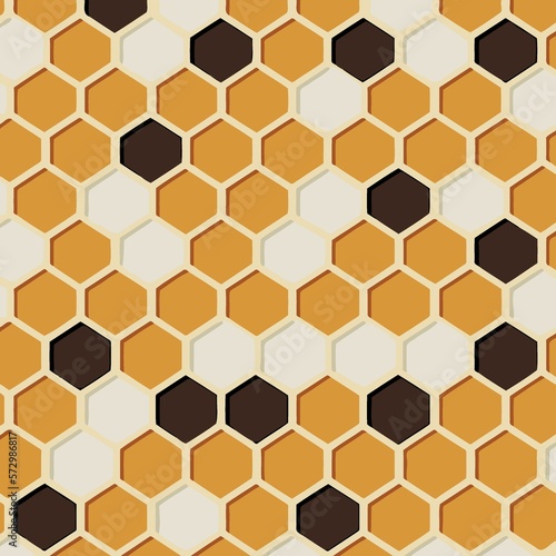 honeycomb based yellow hexagonal pattern created with Generative AI technology
