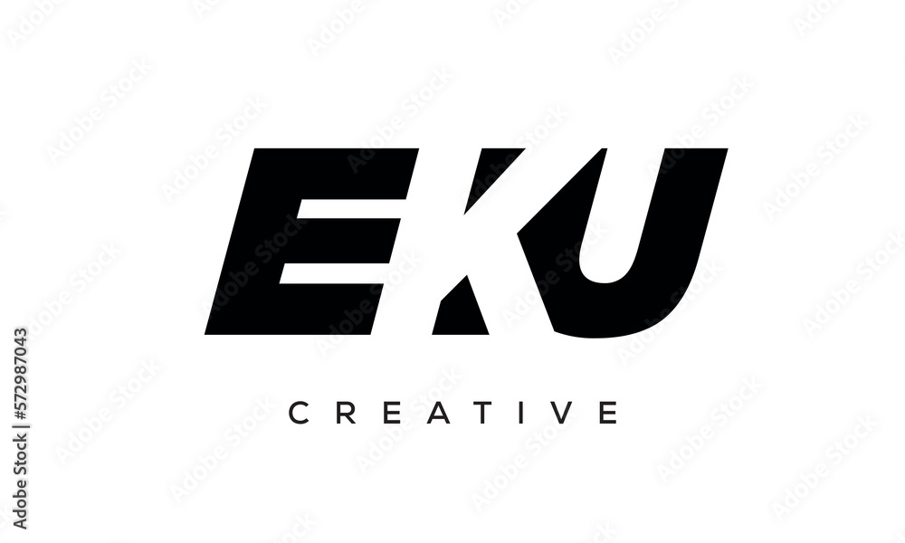 EKU letters negative space logo design. creative typography monogram vector