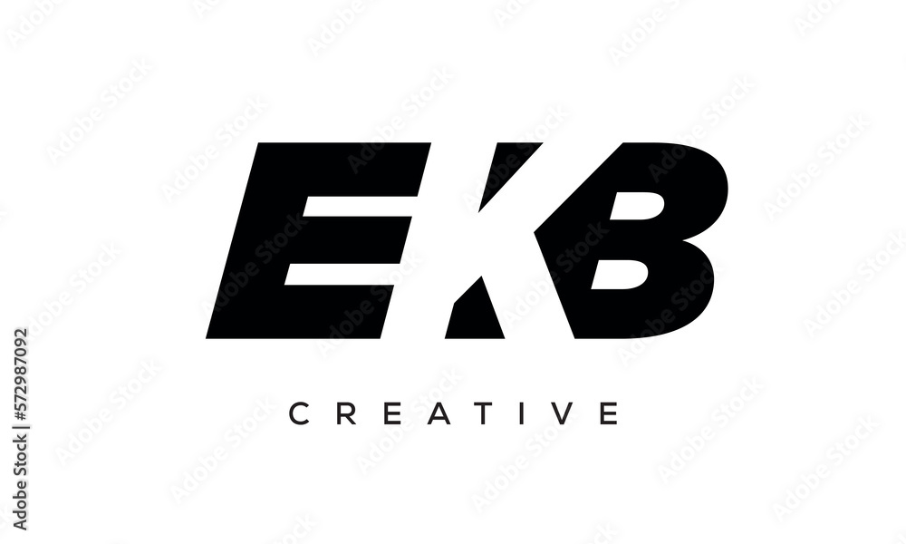 EKB letters negative space logo design. creative typography monogram vector EKB letters negative space logo design. creative typography monogram vector