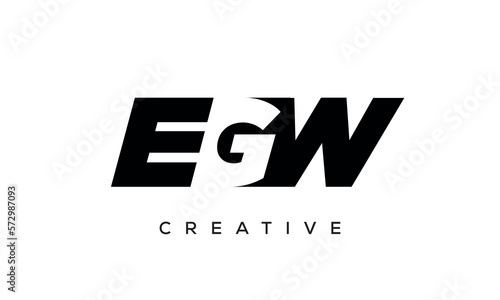 EGW letters negative space logo design. creative typography monogram vector