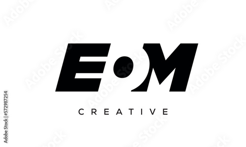 EOM letters negative space logo design. creative typography monogram vector photo