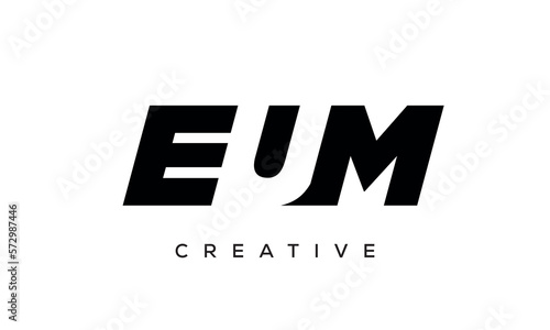 EUM letters negative space logo design. creative typography monogram vector