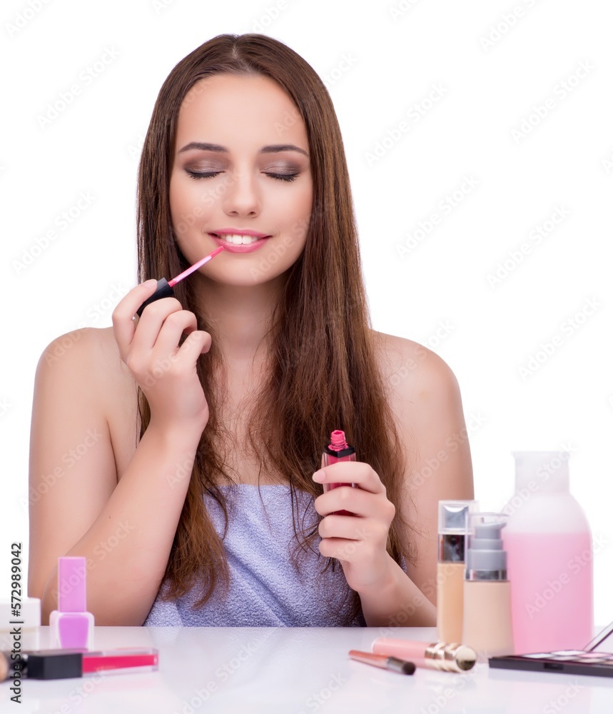 Young woman in beauty make-up isolated on white