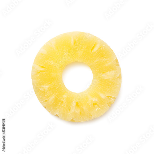 Pineapple slice, ring, isolated on white background