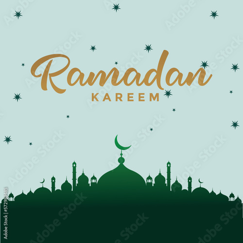 islamic ramadan and eid aladha mubarak with makkah and madinah illustration vector.
