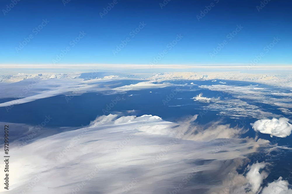 Beautiful View Of Sky From Airplane Window Background. Generative AI