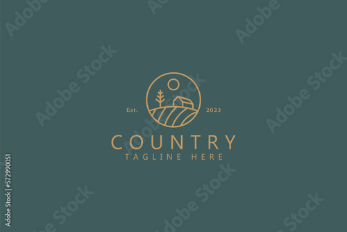 Country View Landscape at Circle Shape Creative Logo Badge