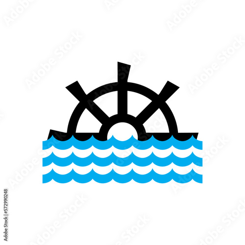Water turbine spin power logo design