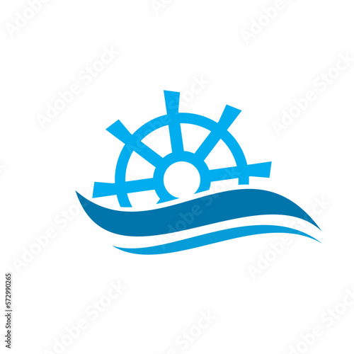 Water turbine spin power logo design