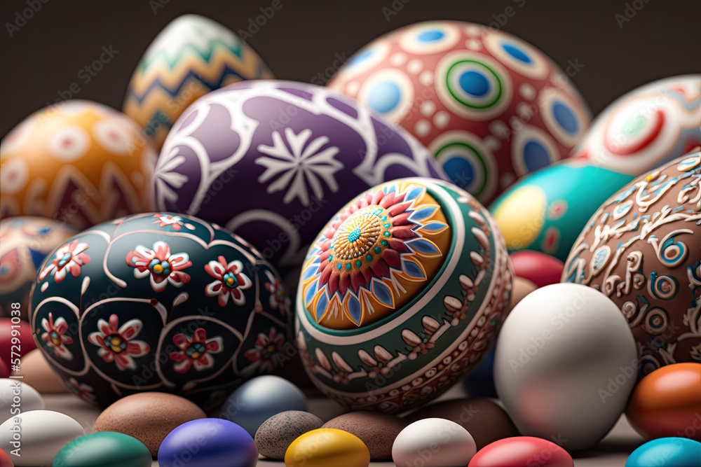 Easter eggs, cute, colorful, adorable, ornate designs, illustration, spring, holiday, decoration