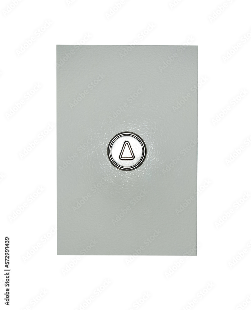 Round elevator call button with up arrow, isolated on white background with clipping path Round elevator call button with up arrow, isolated on white background with clipping path