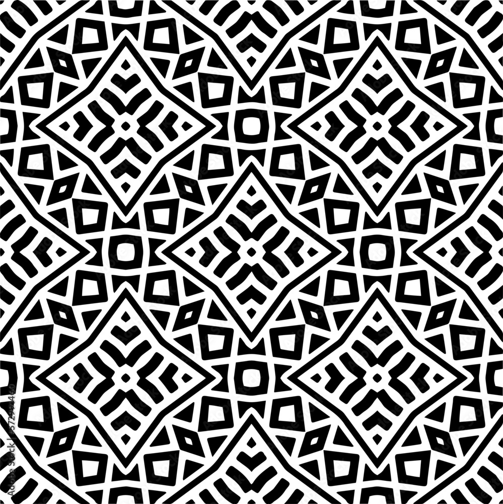 Vector geometric seamless pattern. Minimal ornamental background with abstract shapes. Black and white texture. Simple abstract ornament background. Dark repeat design for decor, fabric, cloth. Vector geometric seamless pattern. Minimal ornamental background with abstract shapes. Black and white texture. Simple abstract ornament background. Dark repeat design for decor, fabric, cloth.