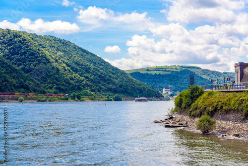 Rhein Rhine river in Loreley Lorelei, Rhein-Lahn-Kreis, Rhineland-Palatinate, Rheinland-Pfalz, Germany