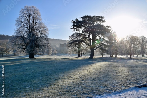 Winter scenes at Chatsworth Park, Derbyshire, England. 