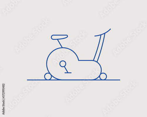 Concept of exercise bike in a flat style. Sport thin line icon. Health editable stroke icon.  Vector illustration
